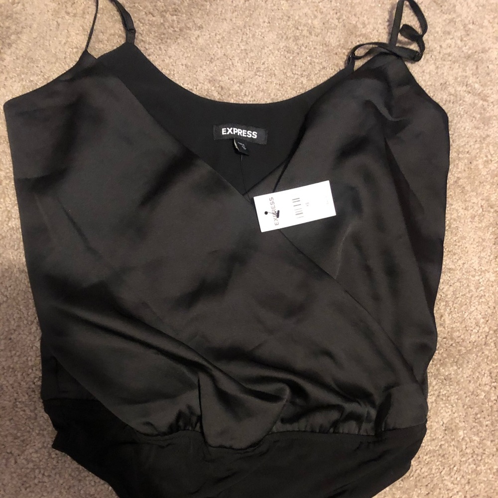 Express black silk bodysuit
